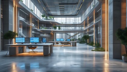 Wall Mural - Innovative Digital Building Modeling Technology: Virtual Architects and Engineers Collaborate in a High-Tech Workspace