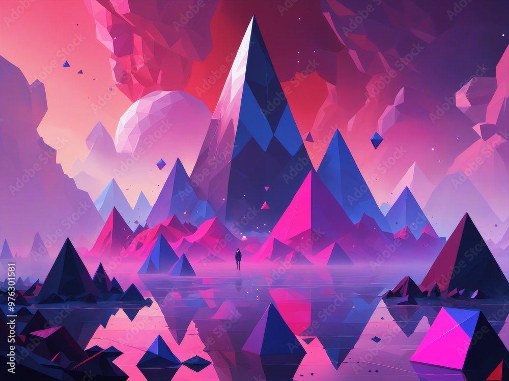 Abstract concept drawing of game world with wild imagination, bold ...