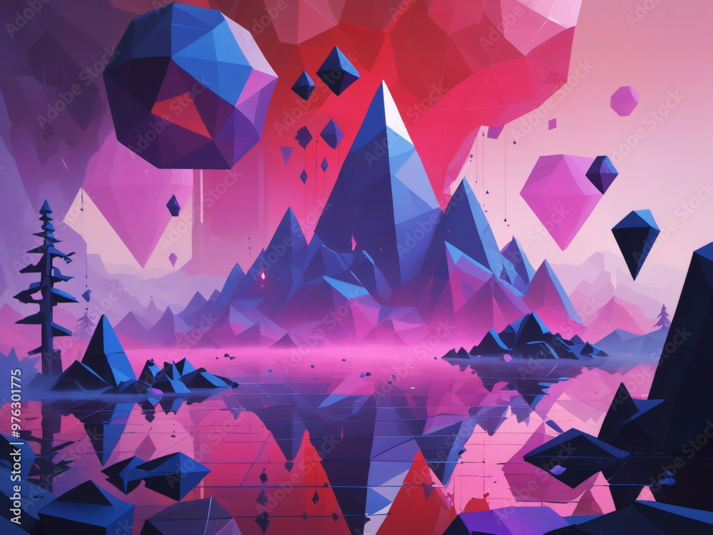 Abstract concept drawing of game world with wild imagination, bold ...