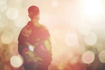 a person standing in front of a bright light, possibly an exit or guidance