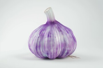 Wall Mural - A single purple onion sitting on a clean white surface