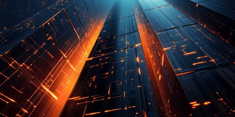 Poster - This captivating digital background with glowing lines and intricate structures is perfect for showcasing advanced technology, AI, and detailed data visualizations that impress with sophistication