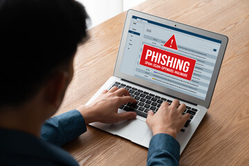 Poster - cyber security software show alert of cyber attack for protection snugly. danger from virus, phishin
