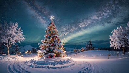 christmas tree in the snow