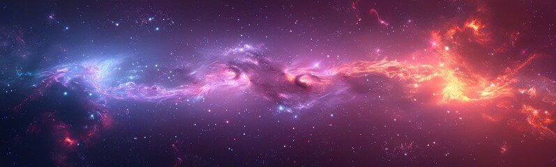 Wall Mural - Purple and red galaxy with stars and nebulas, banner
