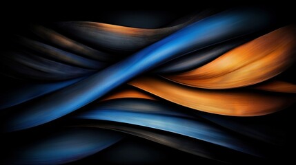 Wall Mural -   A black background with blue, orange and yellow lines in a curved, curved, curved, curved, curved, curved, curved, curved, curved,