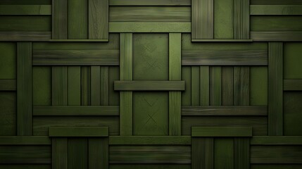 Wall Mural -   Close-up of wooden plank wall with dark green paint