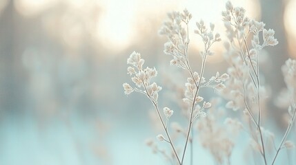 Wall Mural -   A close-up of white flowers on a plant set against the backdrop of a tranquil body of water