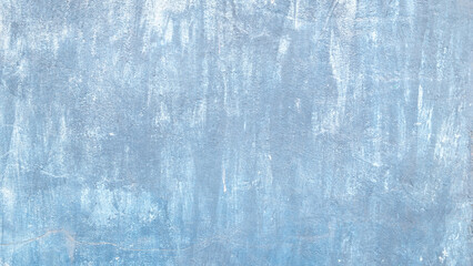 Poster - A blue wall with white paint peeling off. The wall is covered in blue paint and has a rough texture