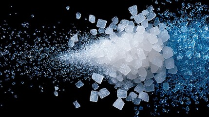 Poster -   A black table holds two piles of ice cubes