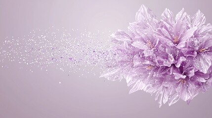 Canvas Print -   A zoomed-in image of a flower with glitter emanating from its core, set against a purple backdrop