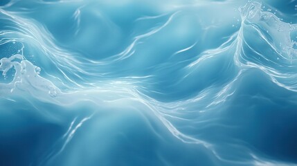 Poster -   A wave in an ocean, painted against a blue backdrop with white foreground clouds