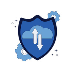 Aufkleber - Cloud with a security icon. Cyber security surveillance protection shield. Graphic vector images.	