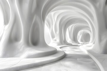 Canvas Print - Ethereal White Cavern: A Dreamlike Journey Through Fluid Architecture