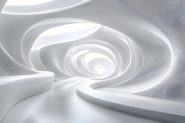 Canvas Print - Ethereal White Tunnel: A Journey Through Fluid Architecture