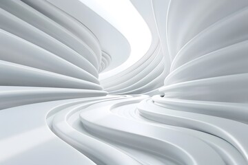 Poster - Abstract White Curves in a Modern Space