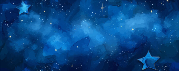 Wall Mural - A blue sky with stars and a painting of a starry sky