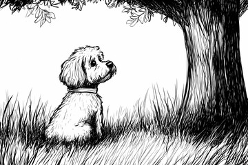 Cute coloring page featuring a playful dog for kids creativity.