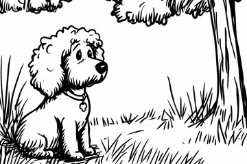 Cute coloring page featuring a playful dog for kids creativity.