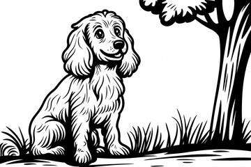 Cute coloring page featuring a playful dog for kids creativity.