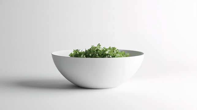 A simple yet elegant salad bowl, set on a clean white backdrop