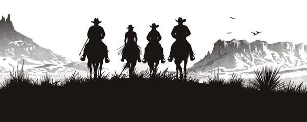 cowboy life, cowboys, horses, and wild west scenes, western silhouettes, black silhouette, vector il