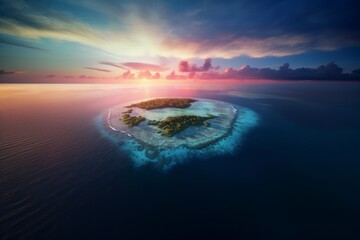 Wall Mural - Tropical atoll island in ocean