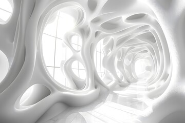 Canvas Print - Ethereal White Interior with Organic Shapes and Natural Light