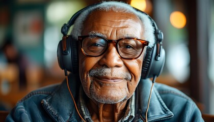 Sticker - Elderly man enjoying music and embracing a vibrant lifestyle