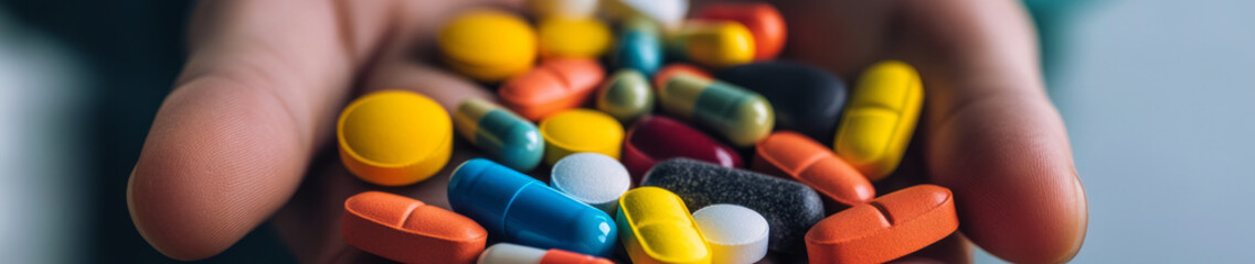 pills and capsules  on a table