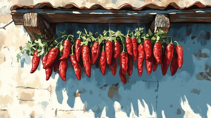 Rustic New Mexican Kitchen with Hanging Red Peppers