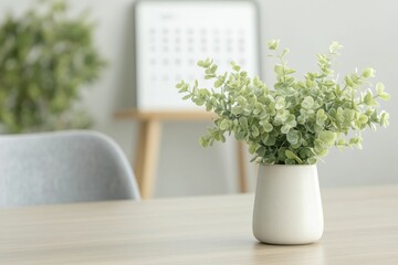 Wall Mural - Elegant Green Plant Displayed in a Stylish Vase Against a Soft Background, Showcasing Natural Beauty and Serene Home Decor Elements