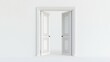 © Elchin Abilov - 3D illustration of open white double doors isolated on a blue background