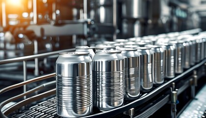 Streamlined production of shiny aluminum cans on an industrial conveyor system