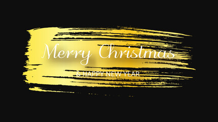 Canvas Print - Merry Christmas and Happy New Year incription on gold smear