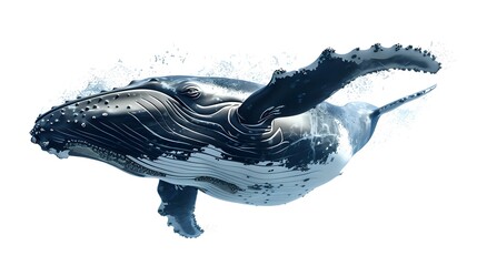 Big whale illustration.White isolation