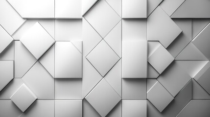 Wall Mural - Abstract geometric pattern of white shapes creating a modern design.