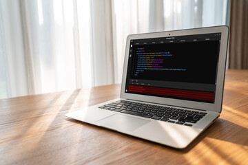Software development programming on computer screen for modish application and program coding