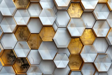 Wall Mural - Modern Hexagonal Pattern with Metallic Accents