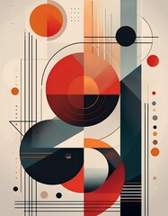 Wall Mural - Circles Squares and Triangles in Bauhaus Style Poster Graphic Art Illustration