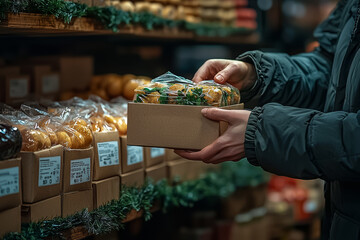 Poster - a person selecting eco-friendly packaging options for their online order during the checkout process