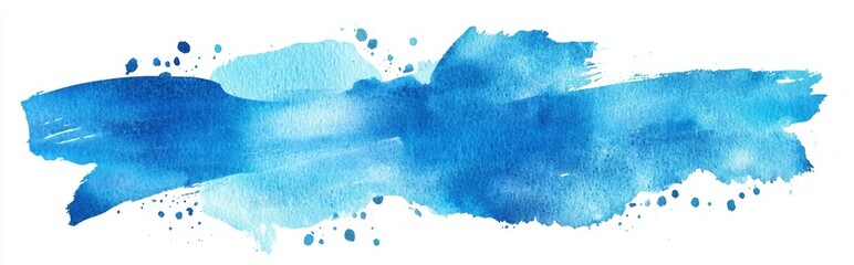 Wall Mural - Abstract watercolor. Blue ink strokes on watercolor paper. Ink strokes. Flat brush strokes.