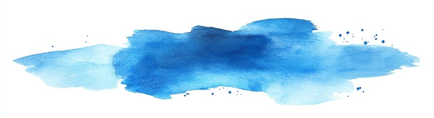 Poster - Blue watercolor stain on white background.