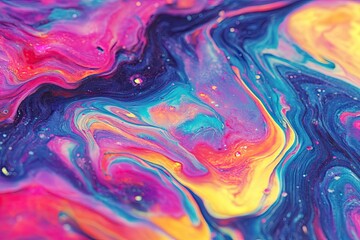 Poster - Vibrant Abstract Swirl of Colors Reminiscent of a Cosmic Landscape in Deep Space