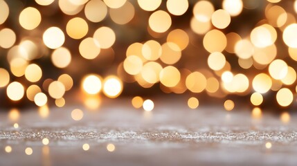 Canvas Print - Golden Bokeh Lights Background with Sparkle