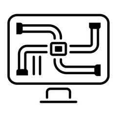 Wall Mural - Hvac monitor icon in linear style