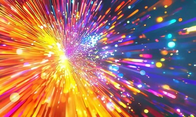 Poster - Radiating 3D starburst with bright hues, Video