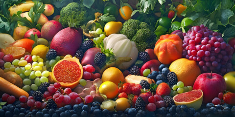 Wall Mural - fruit and vegetables abstract art, ai generated.