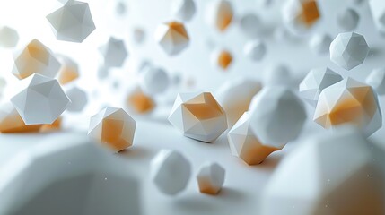Aufkleber - Abstract 3D shapes floating on a white background, modern design. Generative AI.
