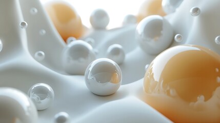 Aufkleber - Abstract 3D shapes floating on a white background, modern design. Generative AI.